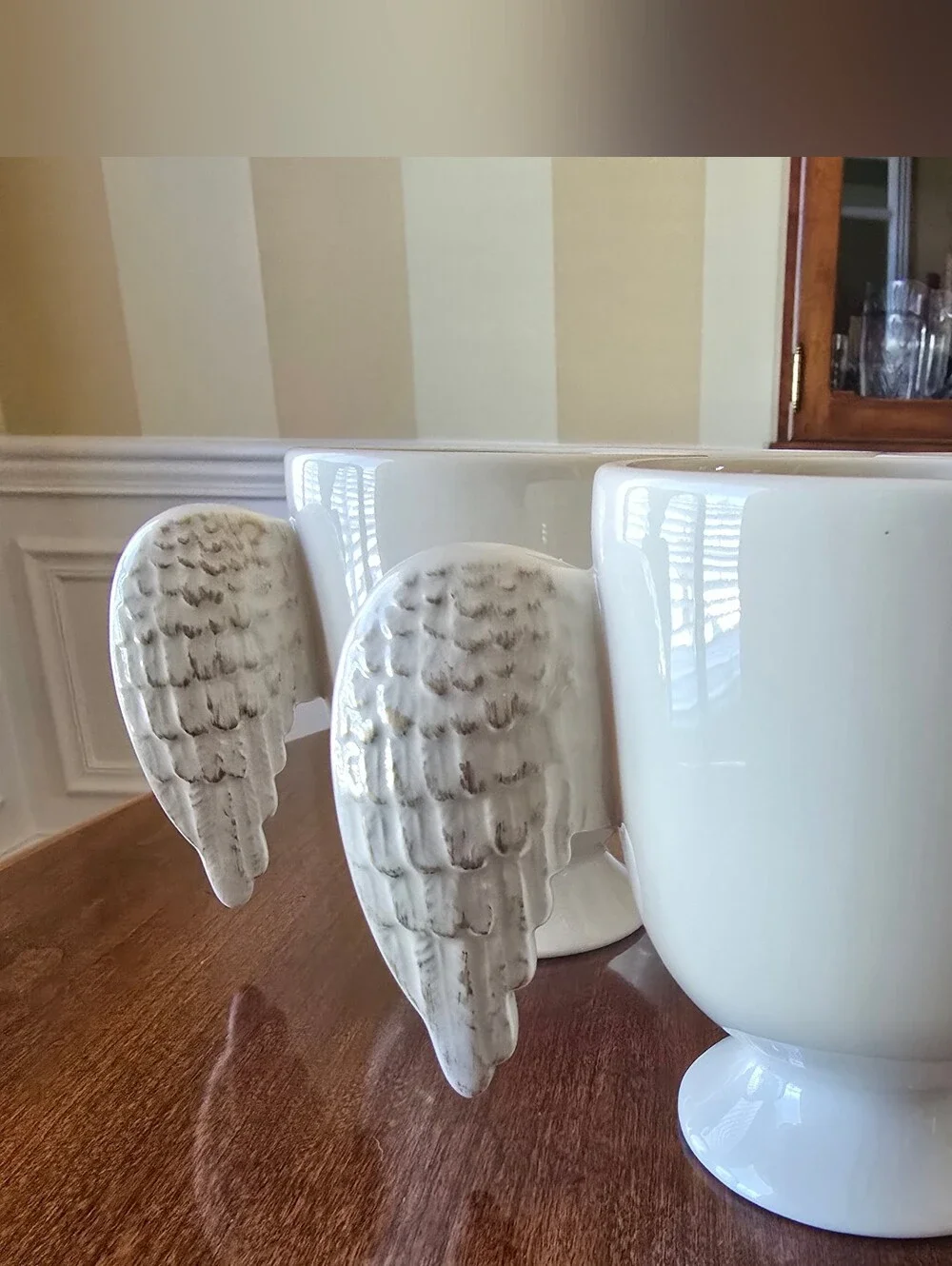 NIB Wisteria Coffee/Tea Mugs with Winged Handles! Gorgeous!